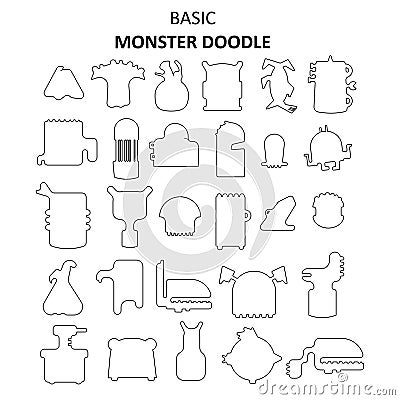 Basic How Drawing Monster Doodle Arts Stock Photo