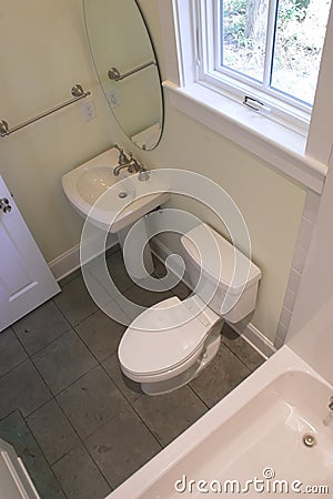 Simple bath, overhead view Stock Photo