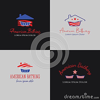 American Bathing Logo Template Vector Illustration