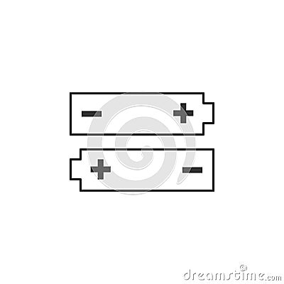 Simple battery black and white icon good for phone interface or manuals. Stock Vector illustration isolated on white background Cartoon Illustration