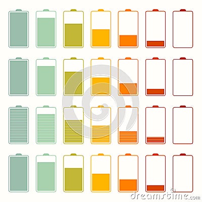 Simple Battery Life Icon Set Set Vector Illustration