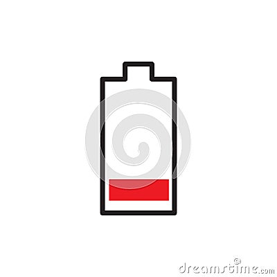 Simple battery with red low logo design vector graphic symbol icon sign illustration creative idea Vector Illustration