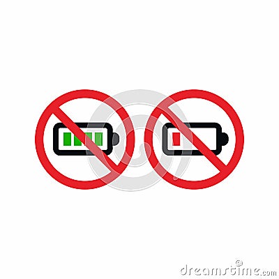 Simple Battery Stop Warning Rules Vector Icon Vector Illustration