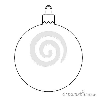 Simple Bauble outline for christmas tree isolated on white background Vector Illustration