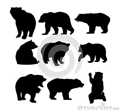 simple bear silhouette vector illustration logo design Cartoon Illustration