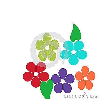 Simple beautiful colourful flowers on white background Stock Photo