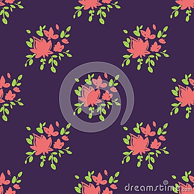 Simple beautiful hand-drawn flowers Vector Illustration