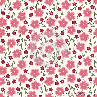 Simple and beauty flower seamless pattern. Vector Vector Illustration