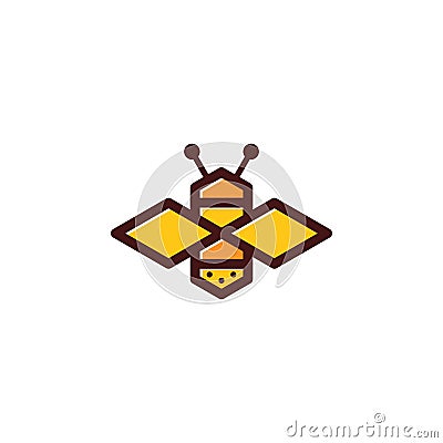 Simple bee colored logo. Stock Photo