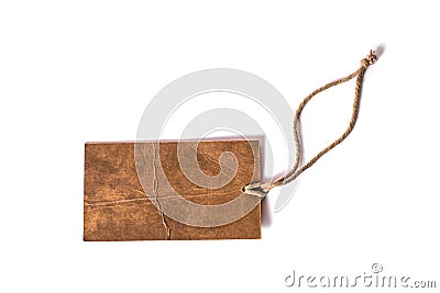 Simple big card handmade cheap ripped present tag concept. Top above overhead close up view photo of blank with place for text cop Stock Photo