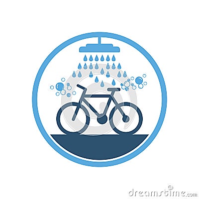 Simple bike wash service icon Cartoon Illustration