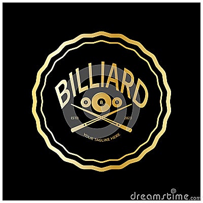 simple billiards logo template illustration with billiard balls and sticks,design for billiards booth,billiards business,bills Vector Illustration