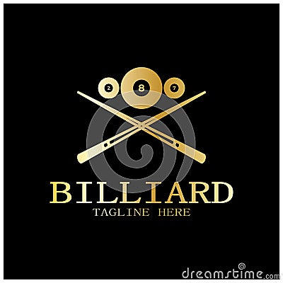 simple billiards logo template illustration with billiard balls and sticks,design for billiards booth,billiards business,bills Vector Illustration