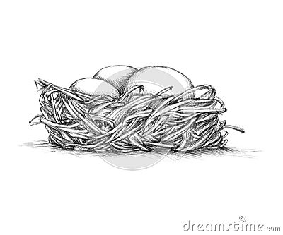 Simple bird nest from the front Stock Photo