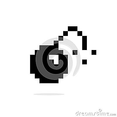 Simple 8bit bomb black icon Vector Illustration