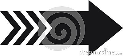 Simple black arrow pointing to the right with a triple chevron pattern on the left side, isolated vector illustration on Vector Illustration