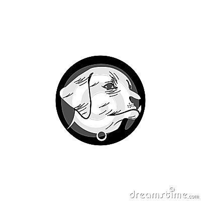 Simple black circle illustration dog head Vector Illustration