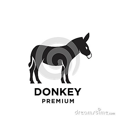 Simple black Donkey vector logo icon template design Vector Illustration