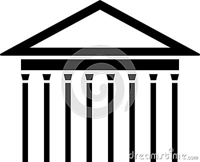 Simple black flat drawing of the PANTHEON, ROME Vector Illustration