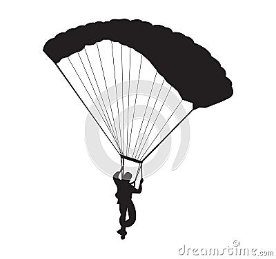 Man parachuting silhouette, isolated on white Vector Illustration