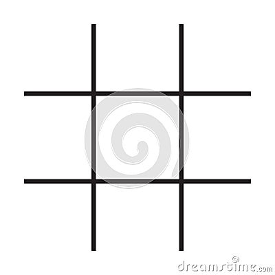 Simple black grid with three vertical and three horizontal lines. Minimalist style. No additional elements. Vector Illustration