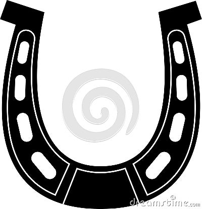 Simple Black Horseshoe Silhouette For Good Luck Vector Illustration
