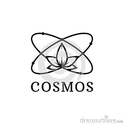 Simple black icon of atom. cosmos logo Vector Illustration