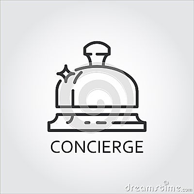 Simple black icon of bell concierge drawn in outline style Vector Illustration