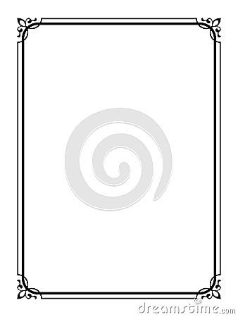 Simple black ornamental decorative frame Vector Illustration