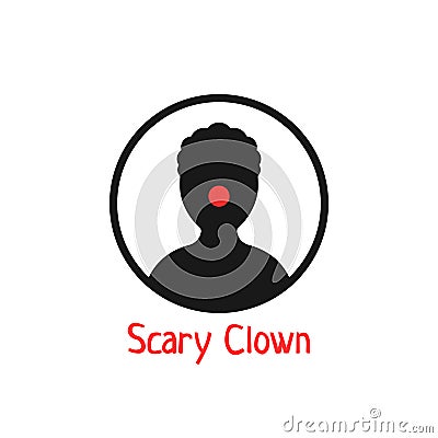 Simple black scary clown icon Vector Illustration