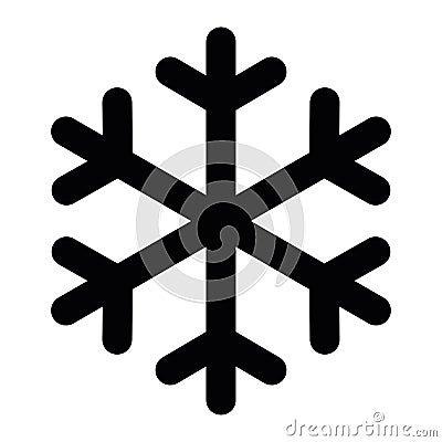 Simple black snowflake with rounded corners. Vector icon Vector Illustration