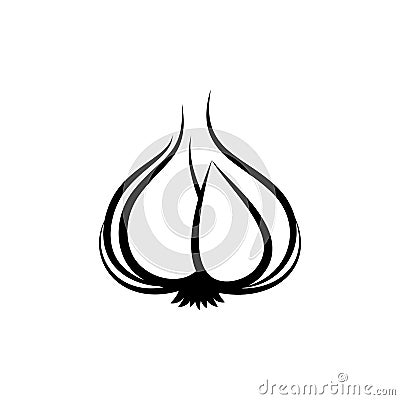 Simple black vector garlic icon on white Vector Illustration