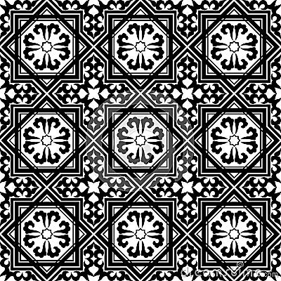 Black and white arabic geometric seamless pattern, vector. Vector Illustration