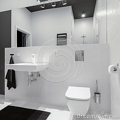 Simple black and white bathroom Stock Photo