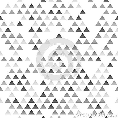 Simple black and white gradient geometric triangles seamless pattern, vector Vector Illustration