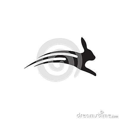 Simple black and white Running Rabbit logo design vector illustration Vector Illustration