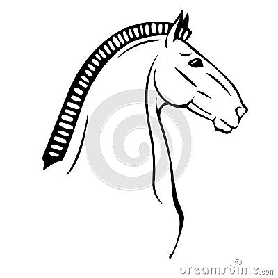 Simple black and white vector drawing of a horse head Vector Illustration