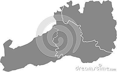 Blank gray districts map of St. Gallen, Switzerland Vector Illustration