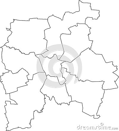 Blank white map of districts of Leipzig, Germany Vector Illustration