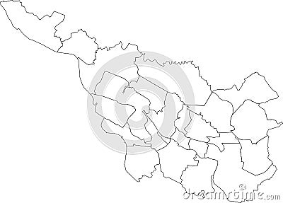 Blank white map of subdistricts of Bremen, Germany Vector Illustration