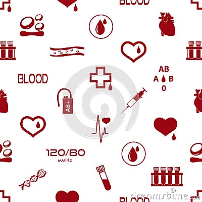 Simple blood vector icons seamless pattern Vector Illustration