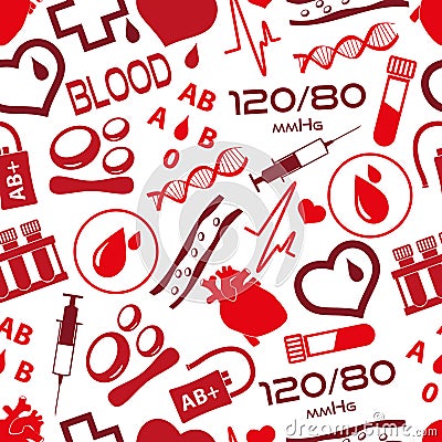 Simple blood vector icons seamless pattern Vector Illustration