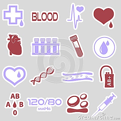 16 simple blood vector stickers set Vector Illustration