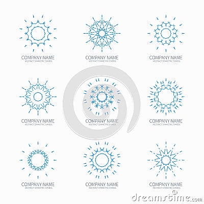 Simple blue geometric abstract symmetric shapes Vector Illustration