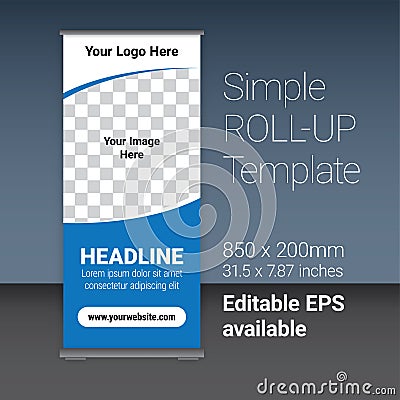 Simple Blue Roll-up Template Vector Vector Illustration