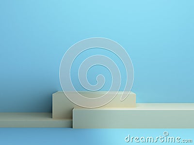 Simple blue three stage podium 3d render image Stock Photo