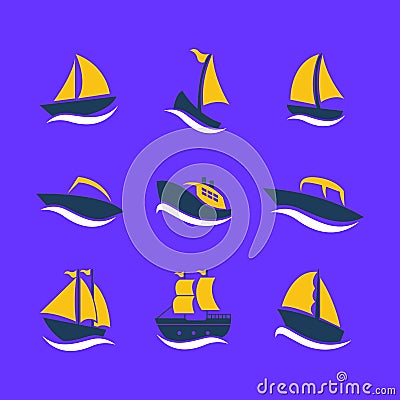 Simple Boat Logo Collection, Ship Logo, Boat Logo Stock Photo