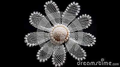 Simple Bobbin Lace Daisy On Dark Background Stock Photo