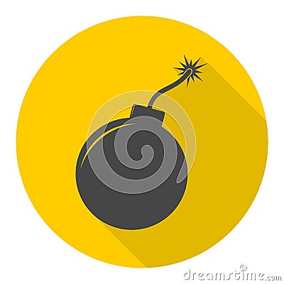 Simple bomb icons set with long shadow Vector Illustration