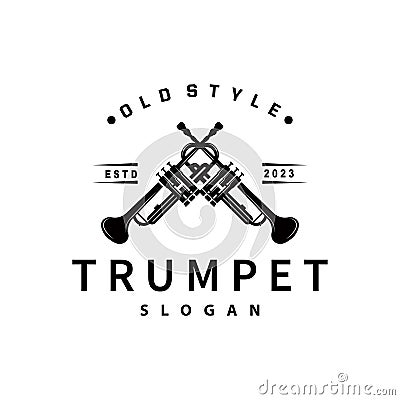 simple brand silhouette design brass musical instrument trumpet, classic jazz trumpet logo Vector Illustration